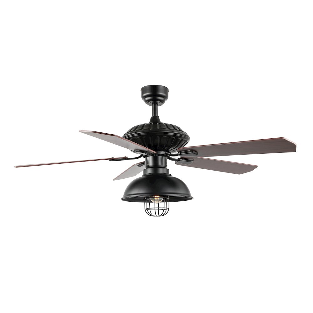 Ashton Farmhouse Industrial Iron Dome Shade Led Ceiling Fan With Remote. Picture 1
