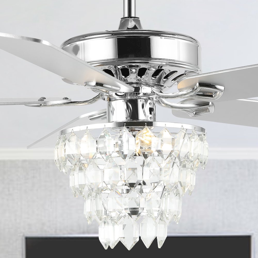 Mindy Glam Modern Crystal Shade Led Ceiling Fan With Remote. Picture 12