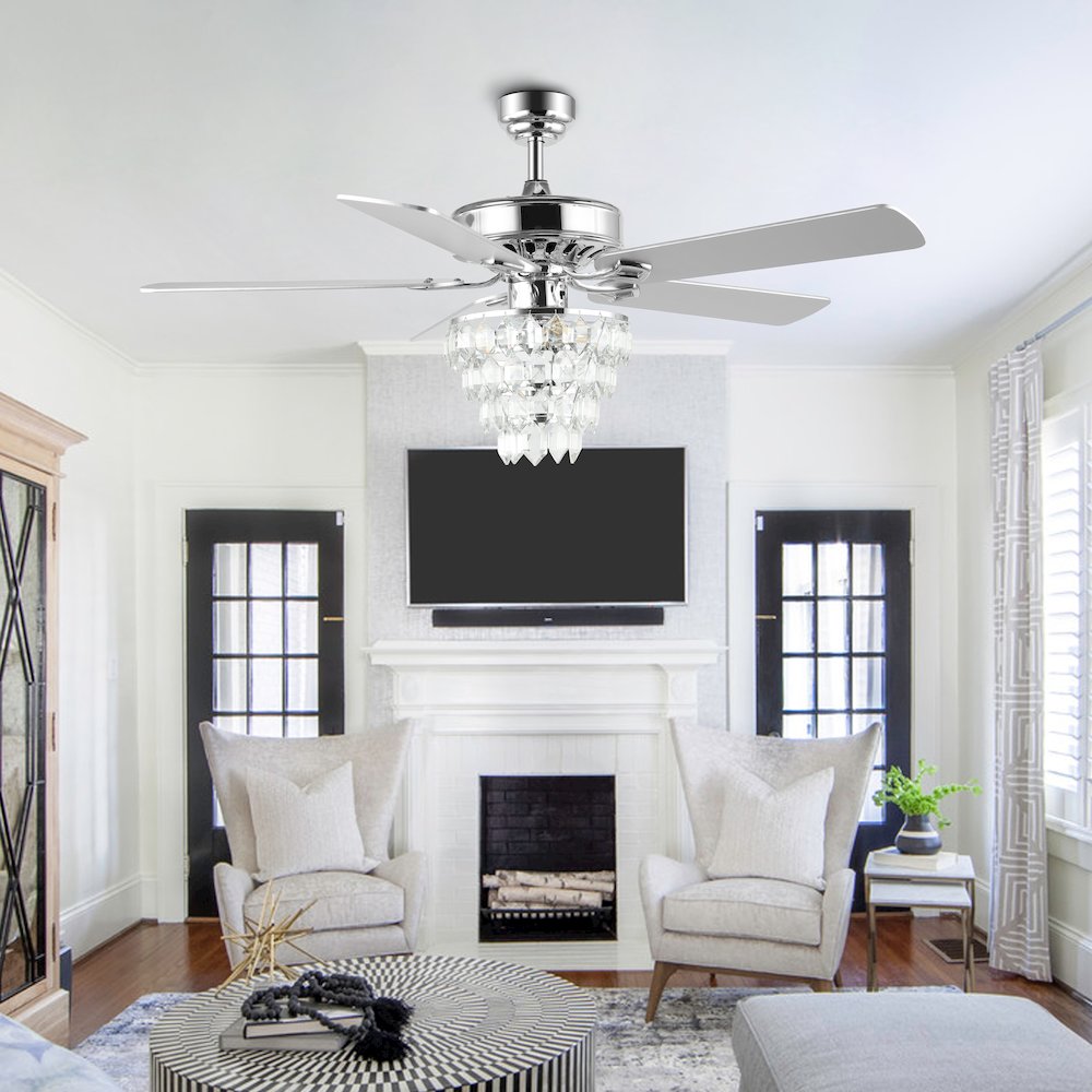 Mindy Glam Modern Crystal Shade Led Ceiling Fan With Remote. Picture 9