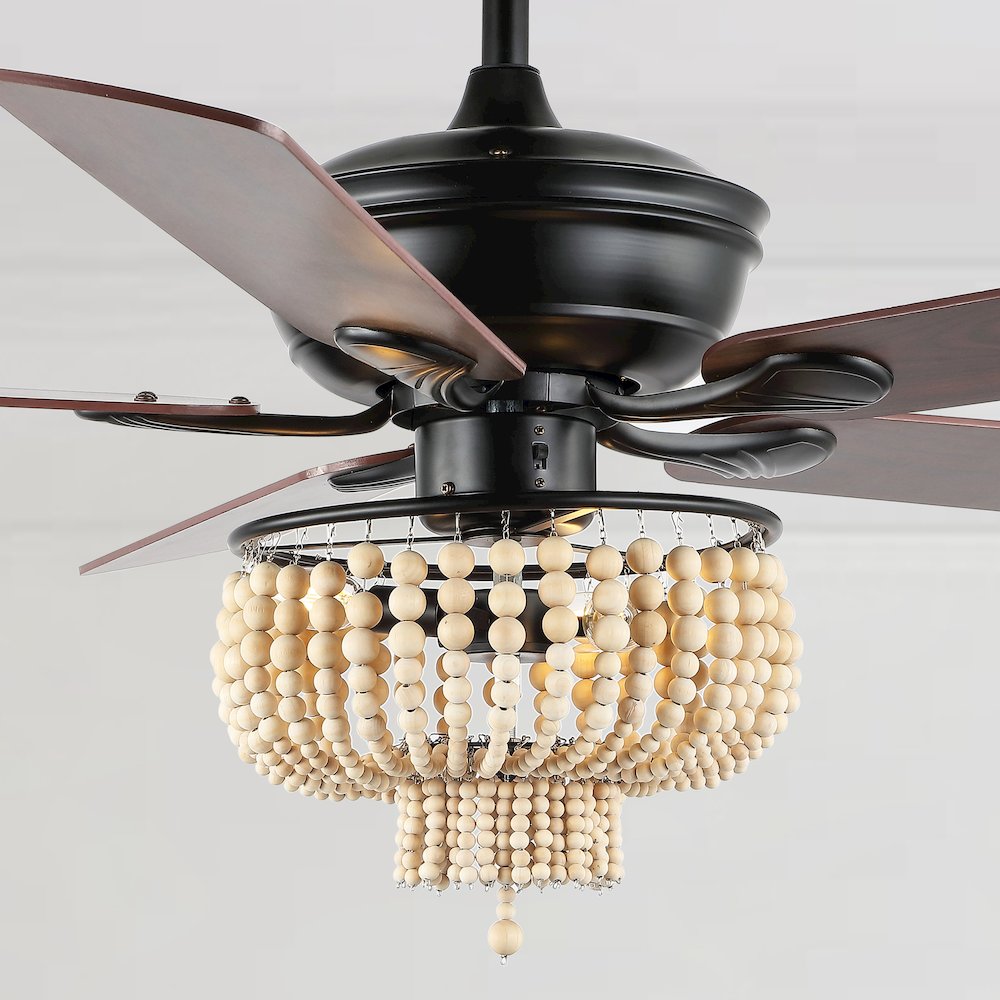 Opal Farmhouse Rustic Wood Bead Shade Led Ceiling Fan With Remote. Picture 12