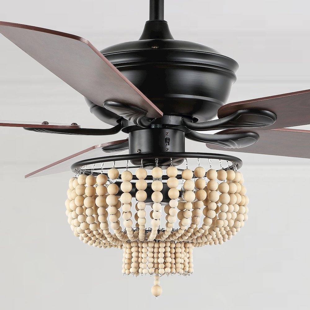 Opal Farmhouse Rustic Wood Bead Shade Led Ceiling Fan With Remote. Picture 10