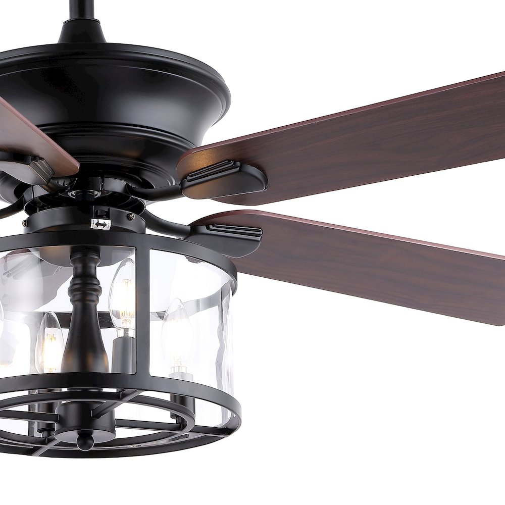 Braxton Farmhouse Industrial Iron Drum Shade Led Ceiling Fan With Remote. Picture 3