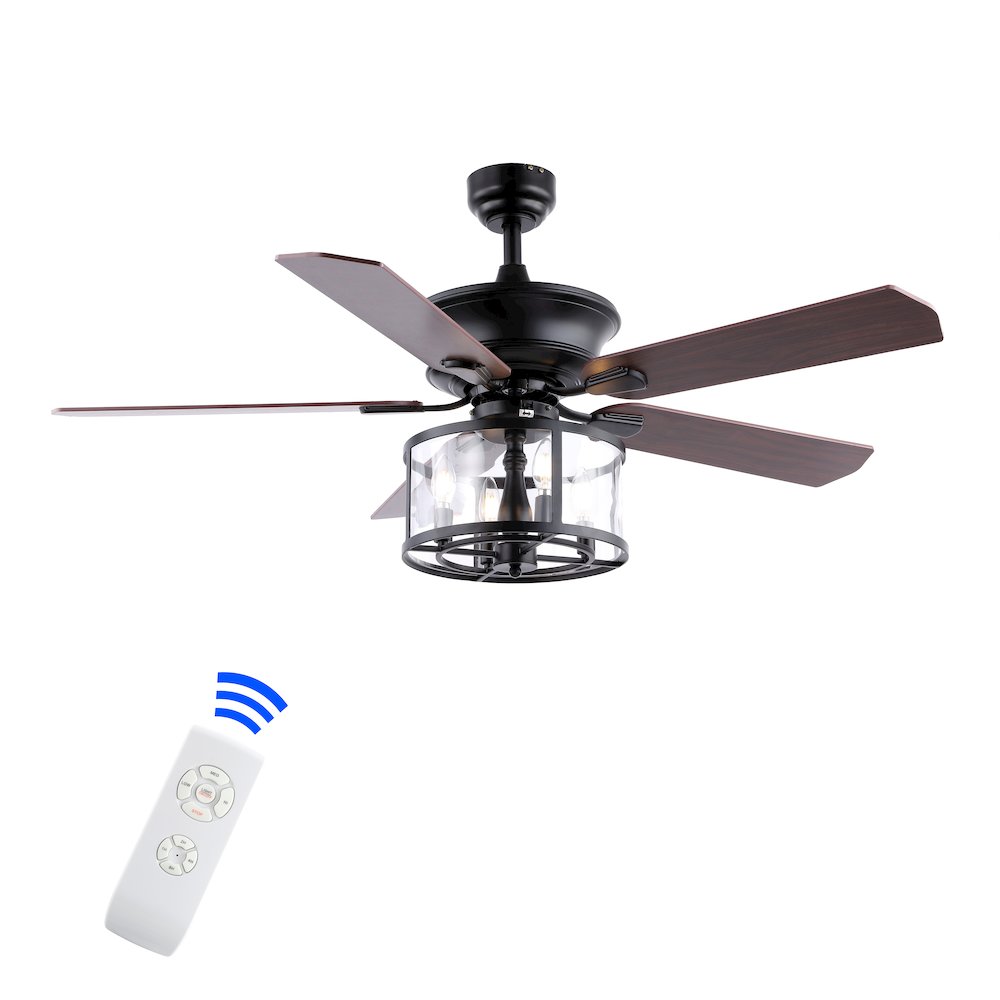 Braxton Farmhouse Industrial Iron Drum Shade Led Ceiling Fan With Remote. Picture 11