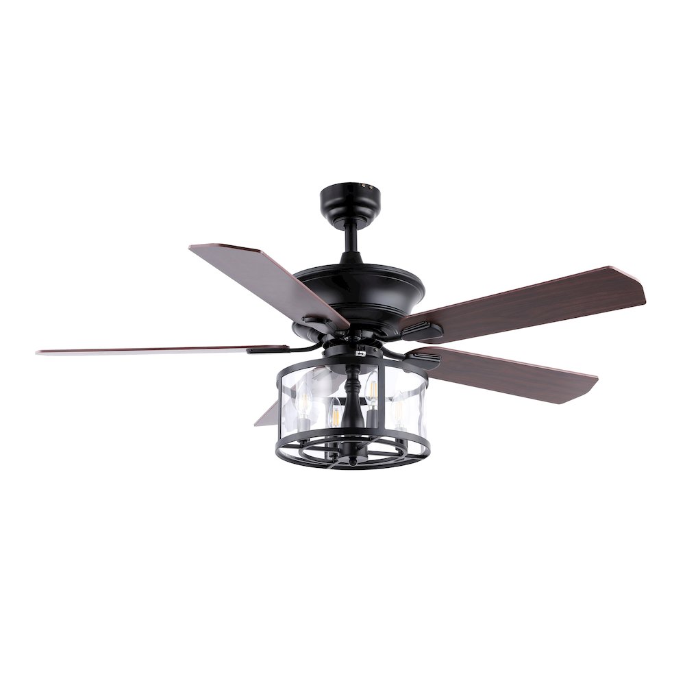 Braxton Farmhouse Industrial Iron Drum Shade Led Ceiling Fan With Remote. Picture 2