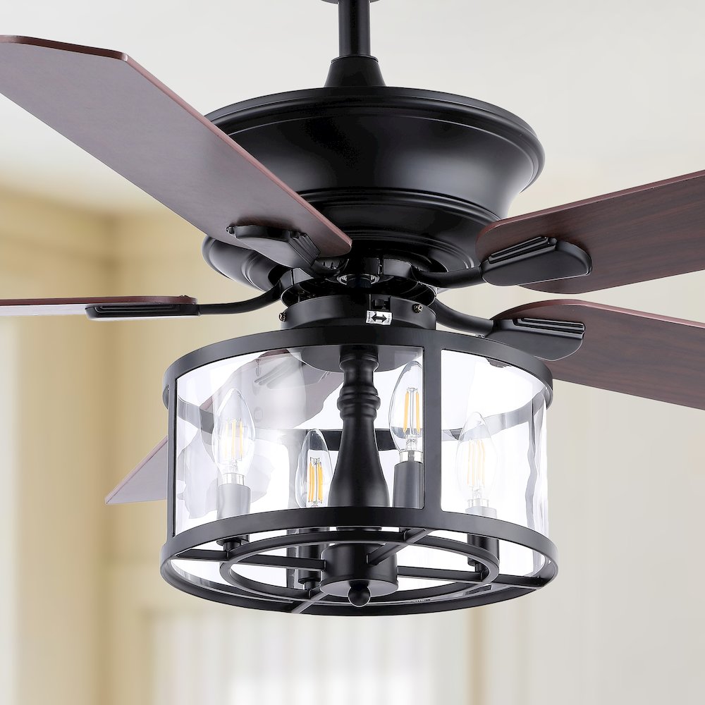 Braxton Farmhouse Industrial Iron Drum Shade Led Ceiling Fan With Remote. Picture 10