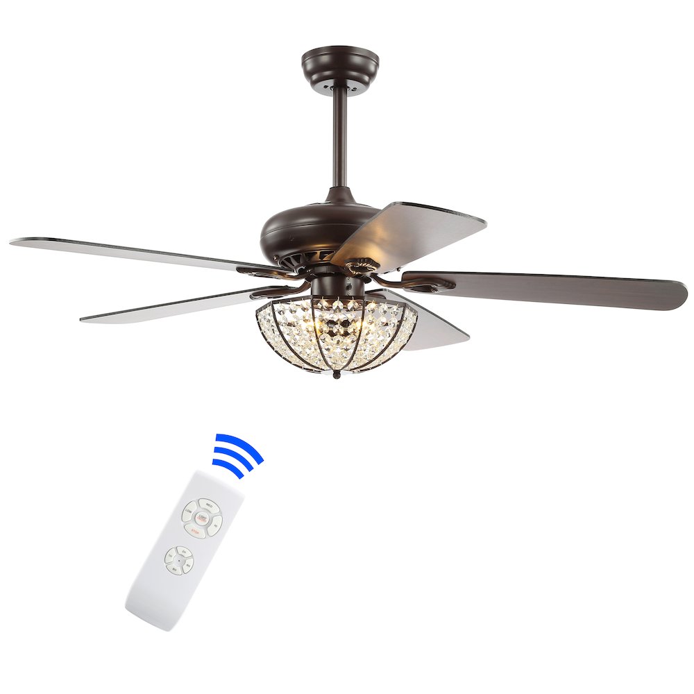 Joanna Bronze Crystal Led Ceiling Fan With Remote. Picture 1