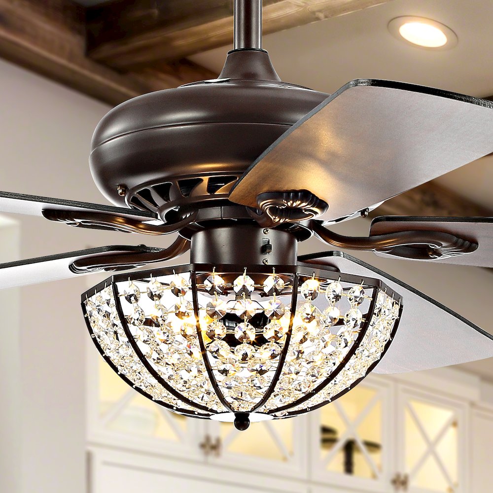 Joanna Bronze Crystal Led Ceiling Fan With Remote. Picture 9