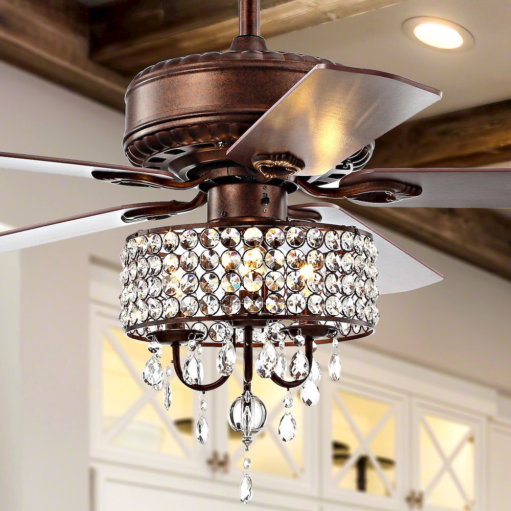 Becky Crystal Led Chandelier Fan With Remote. Picture 9