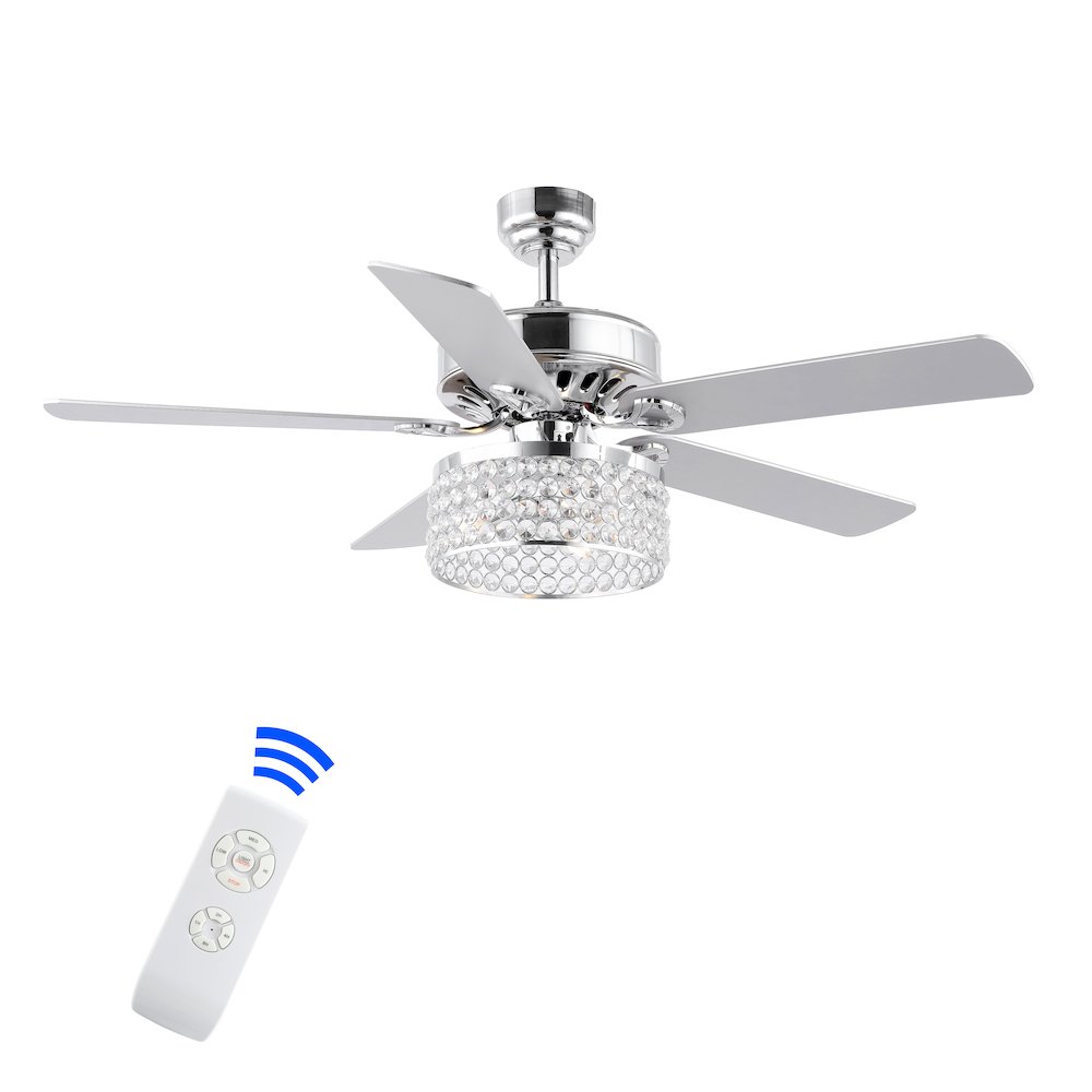 Kristie Crystal/Metal Modern Glam Drum Led Ceiling Fan With Remote. Picture 11