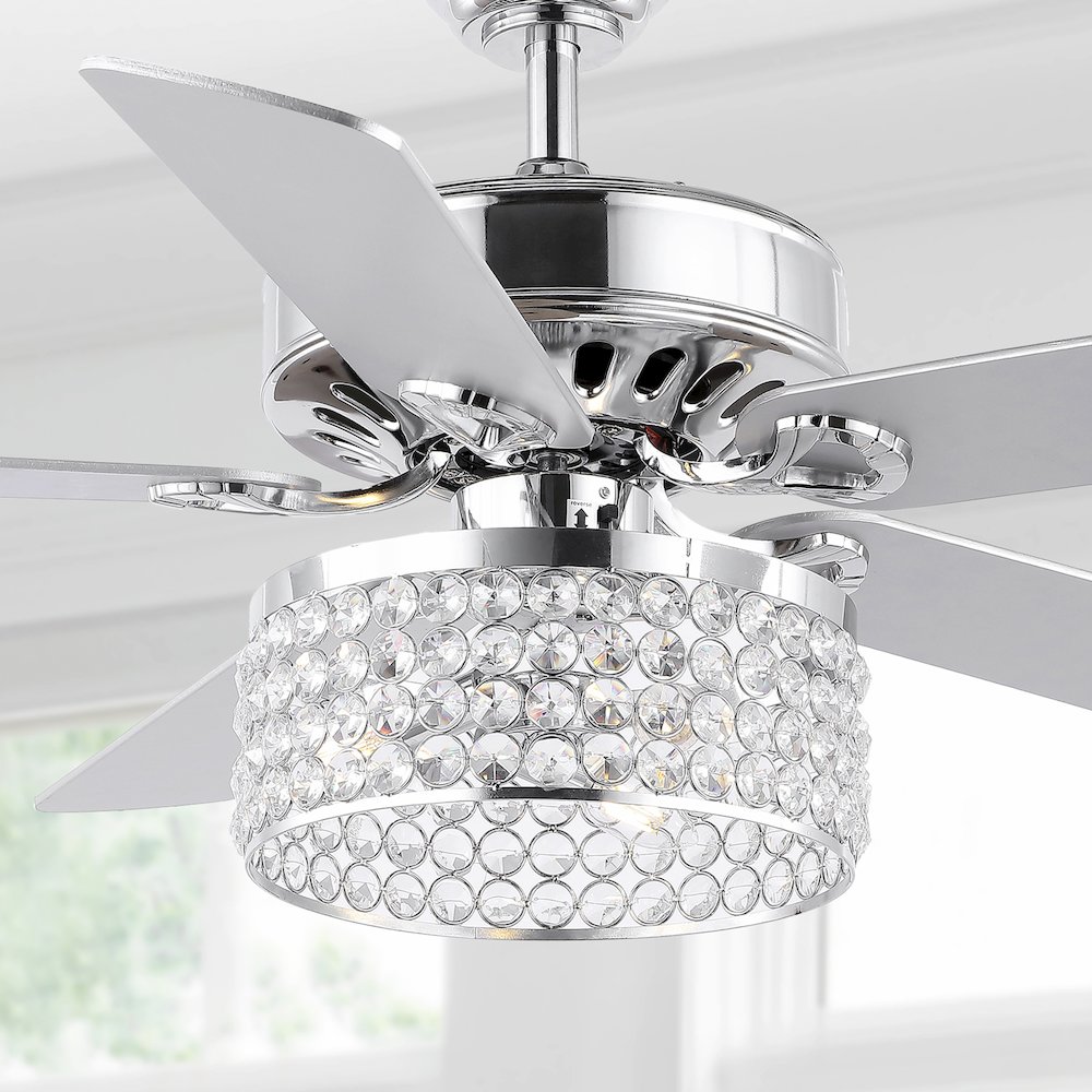 Kristie Crystal/Metal Modern Glam Drum Led Ceiling Fan With Remote. Picture 13