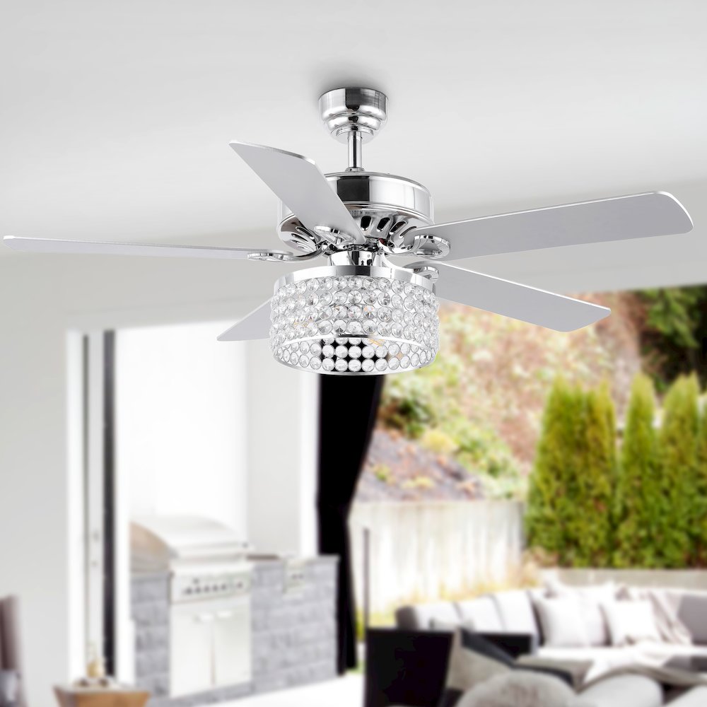 Kristie Crystal/Metal Modern Glam Drum Led Ceiling Fan With Remote. Picture 9