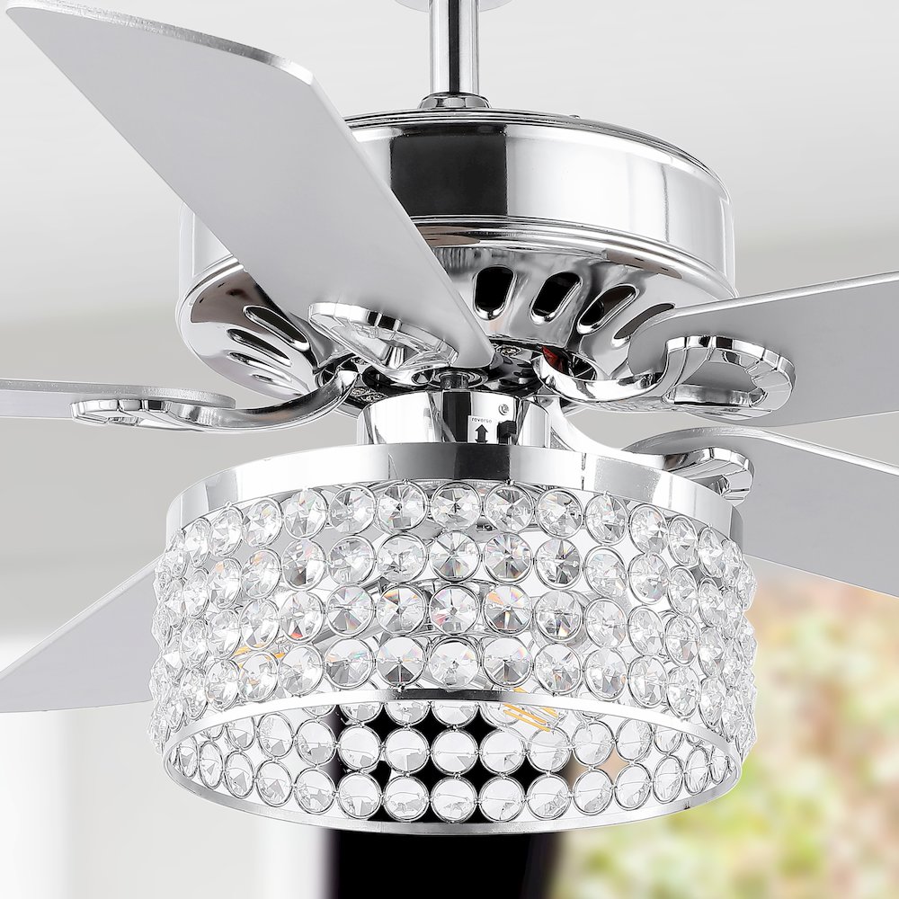 Kristie Crystal/Metal Modern Glam Drum Led Ceiling Fan With Remote. Picture 10