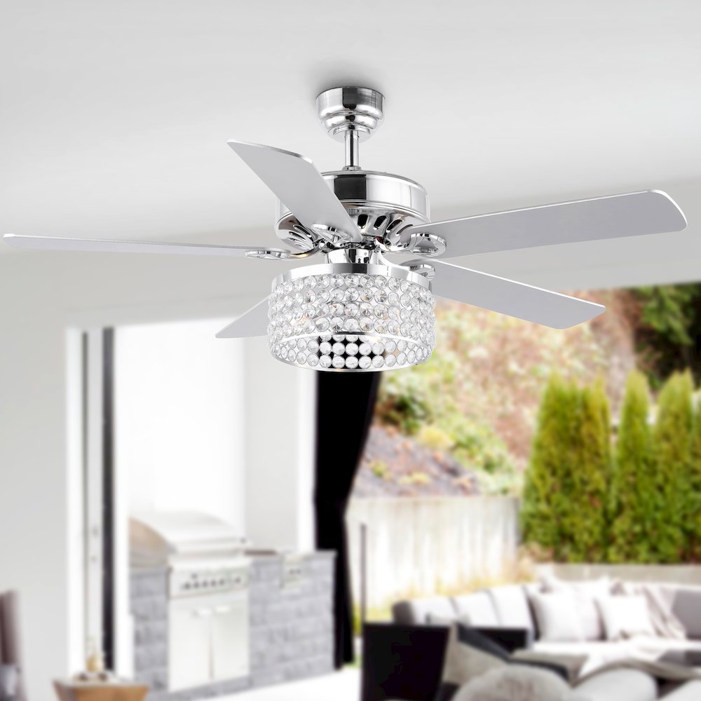 Kristie Crystal/Metal Modern Glam Drum Led Ceiling Fan With Remote. Picture 8