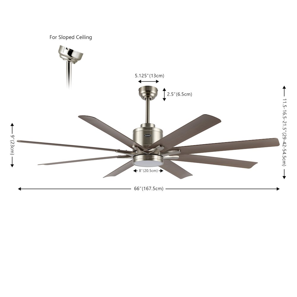 Octo Contemporary Industrial Iron/Plastic Ceiling Fan With Integrated Led Light. Picture 14