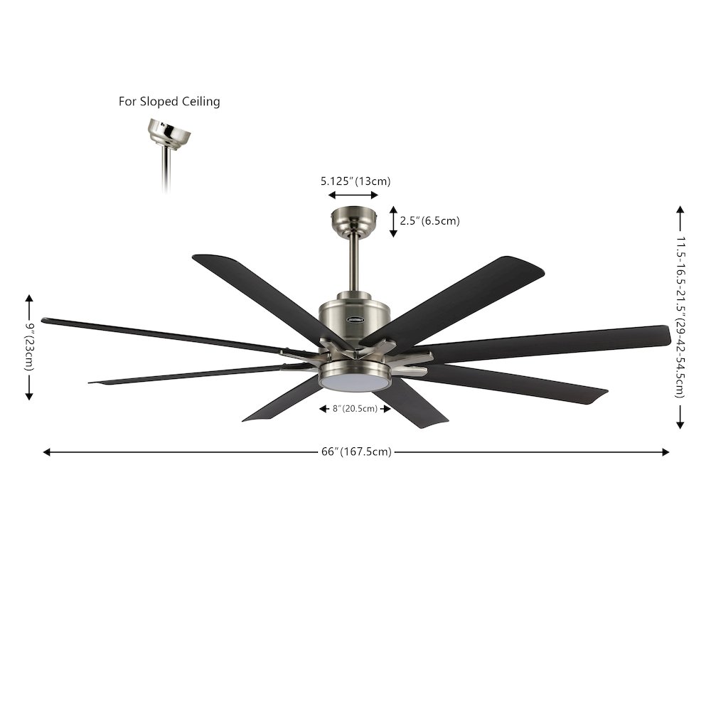 Octo Contemporary Industrial Iron/Plastic Ceiling Fan With Integrated Led Light. Picture 14