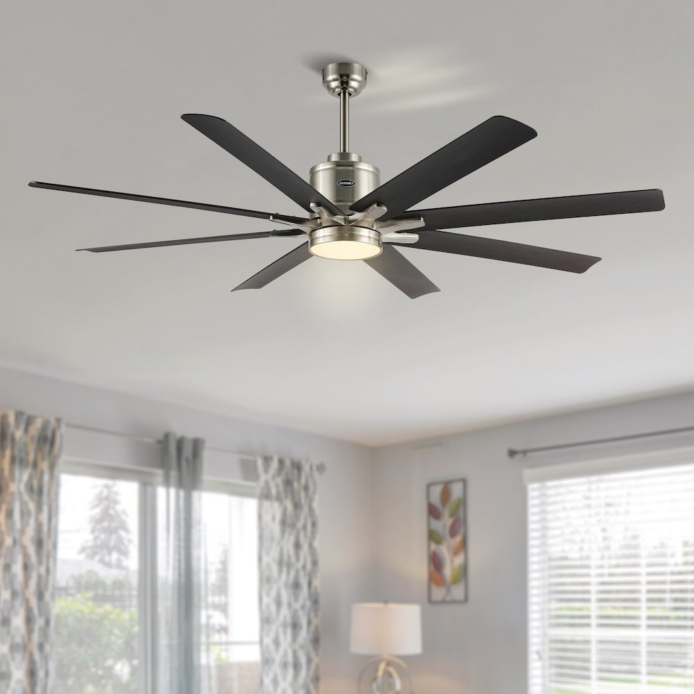 Octo Contemporary Industrial Iron/Plastic Ceiling Fan With Integrated Led Light. Picture 1