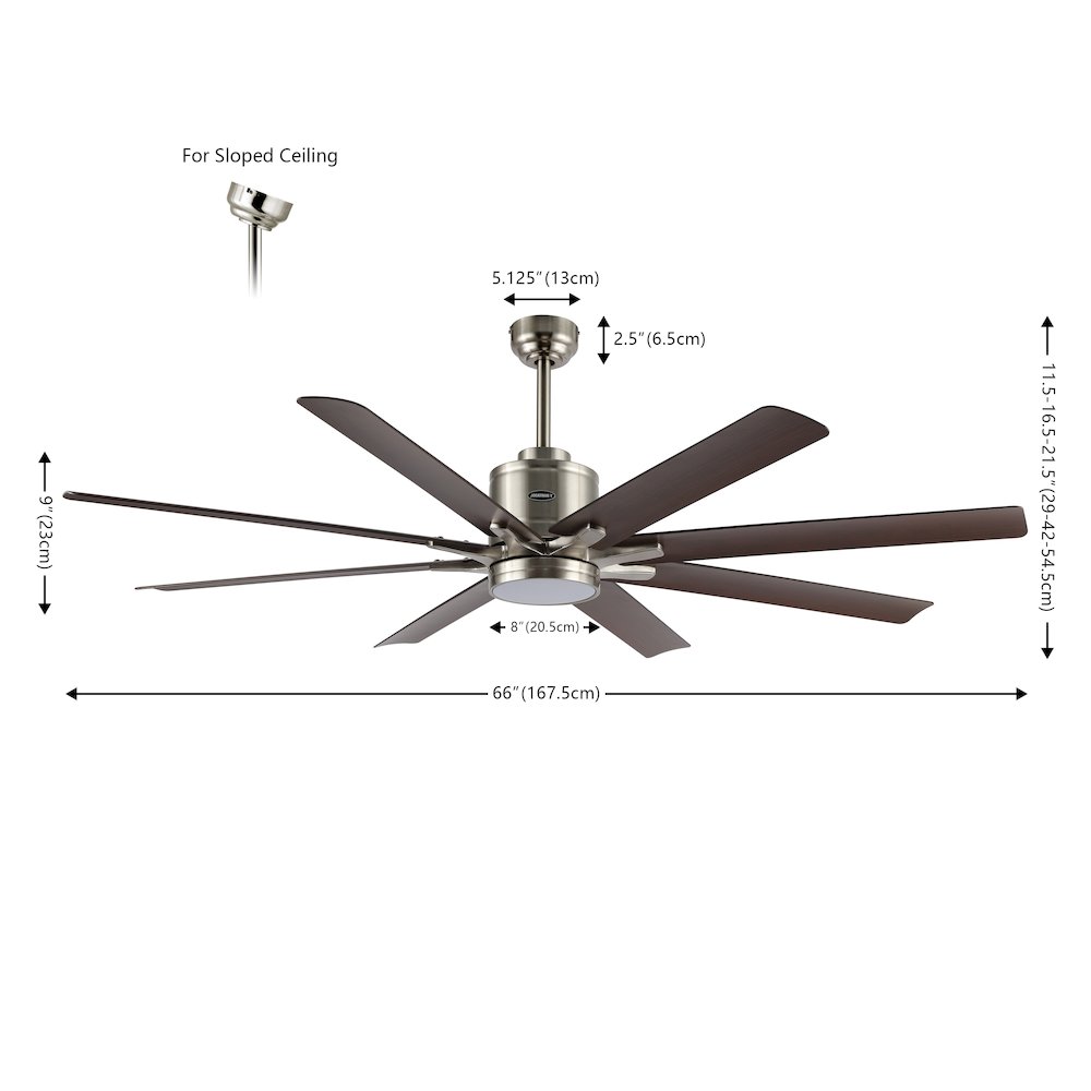 Octo Contemporary Industrial Iron/Plastic Ceiling Fan With Integrated Led Light. Picture 14