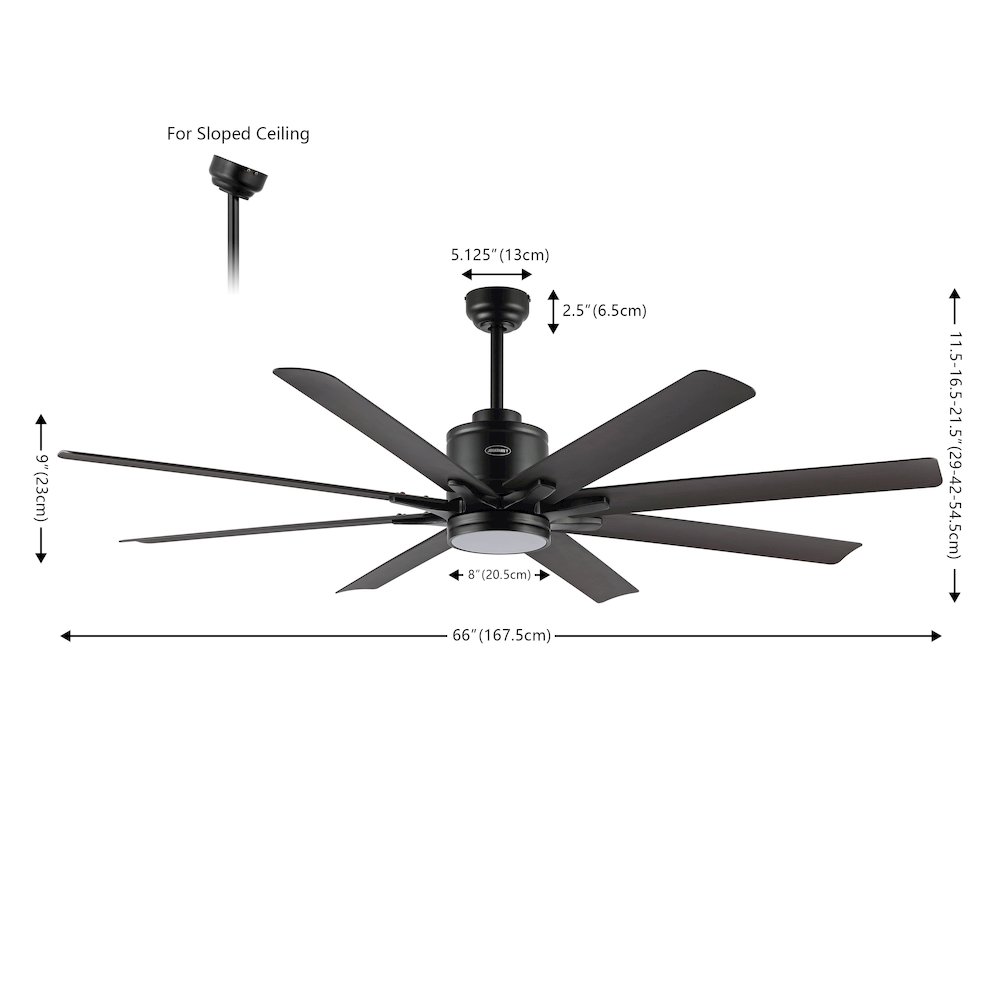 Octo Contemporary Industrial Iron/Plastic Ceiling Fan With Integrated Led Light. Picture 14