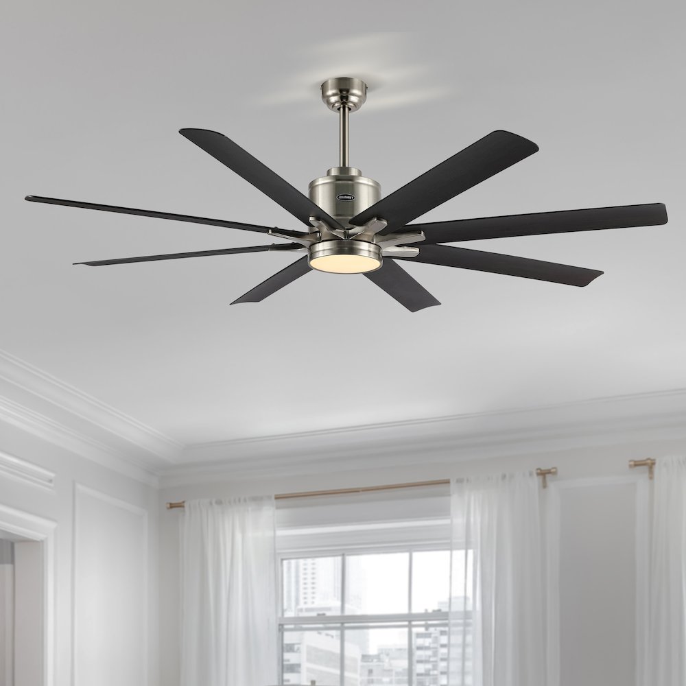 Octo Contemporary Industrial Iron/Plastic Ceiling Fan With Integrated Led Light. Picture 1