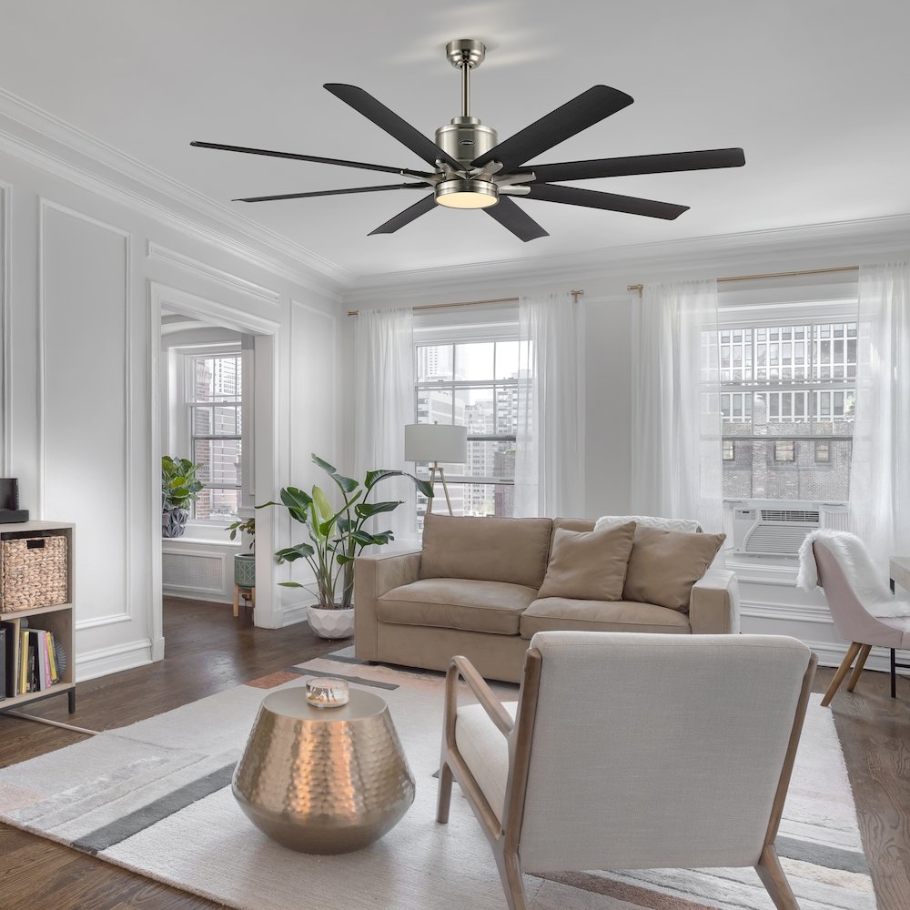 Octo Contemporary Industrial Iron/Plastic Ceiling Fan With Integrated Led Light. Picture 2