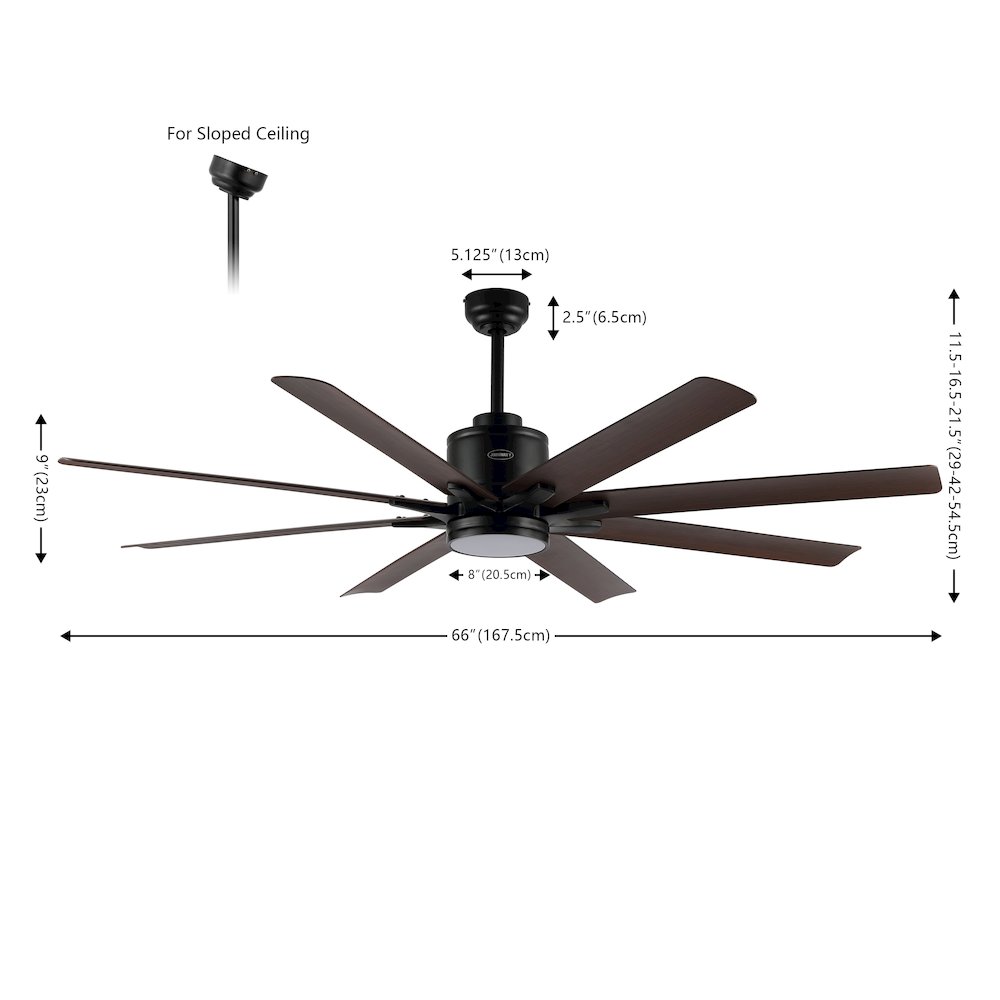 Octo Contemporary Industrial Iron/Plastic Ceiling Fan With Integrated Led Light. Picture 14