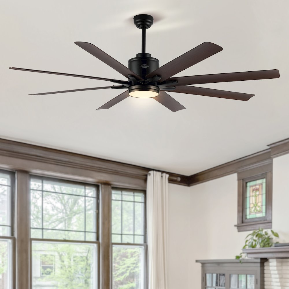 Octo Contemporary Industrial Iron/Plastic Ceiling Fan With Integrated Led Light. Picture 1