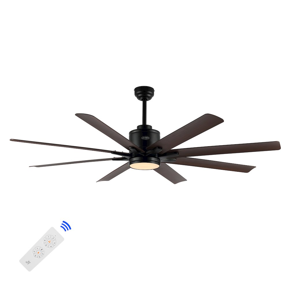 Octo Contemporary Industrial Iron/Plastic Ceiling Fan With Integrated Led Light. Picture 3