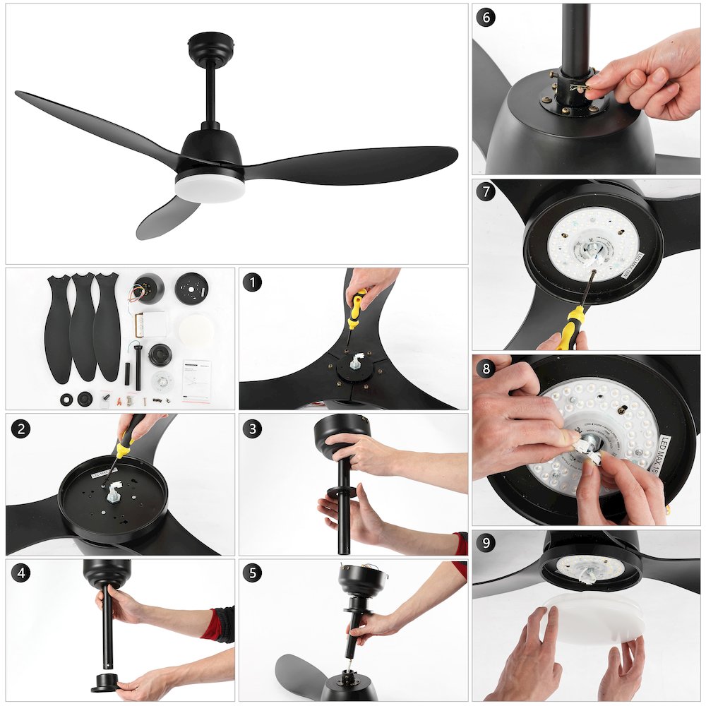 Audie Classic Industrial Iron/Plastic Integrated Led Ceiling Fan. Picture 17