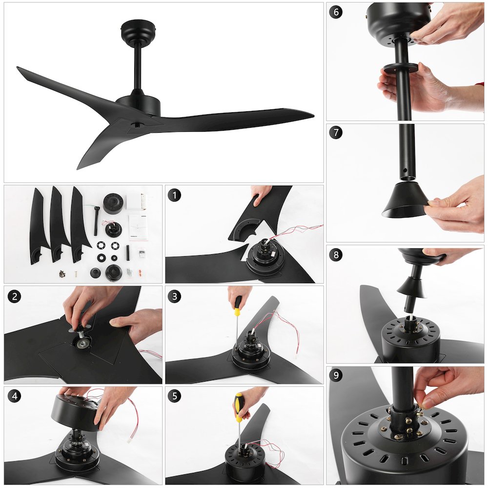 Aldrin Modern Minimalist Iron/Plastic Razor Ceiling Fan. Picture 10