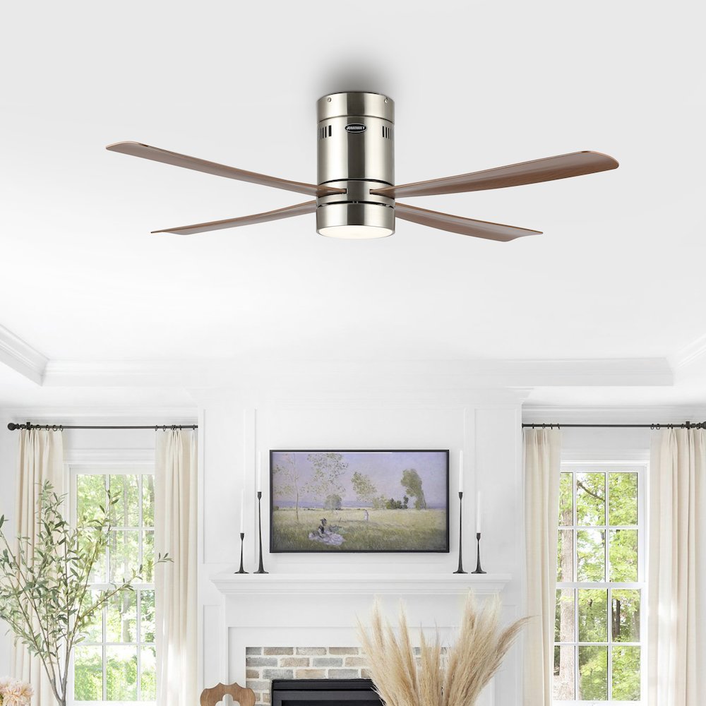 Iron/Acrylic Mobile-App/Remote-Controlled 6-Speed Integrated Led Ceiling Fan. Picture 1