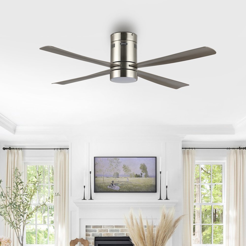 Iron/Acrylic Mobile-App/Remote-Controlled 6-Speed Integrated Led Ceiling Fan. Picture 2