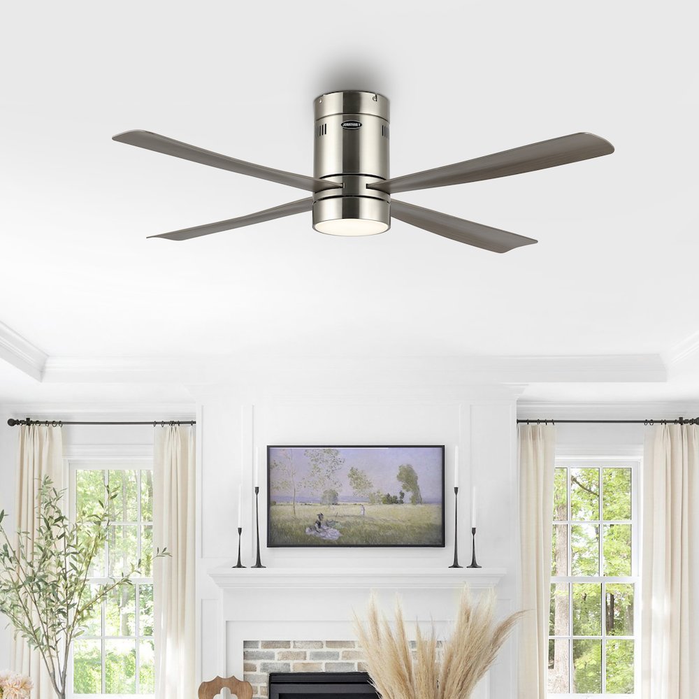 Iron/Acrylic Mobile-App/Remote-Controlled 6-Speed Integrated Led Ceiling Fan. Picture 1