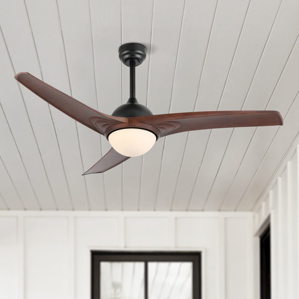 Sully Contemporary Industrial Iron/Plastic Integrated Led Ceiling Fan. Picture 14