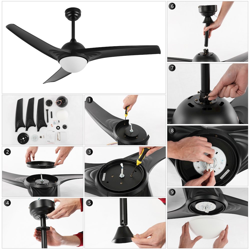 Sully Contemporary Industrial Iron/Plastic Integrated Led Ceiling Fan. Picture 17