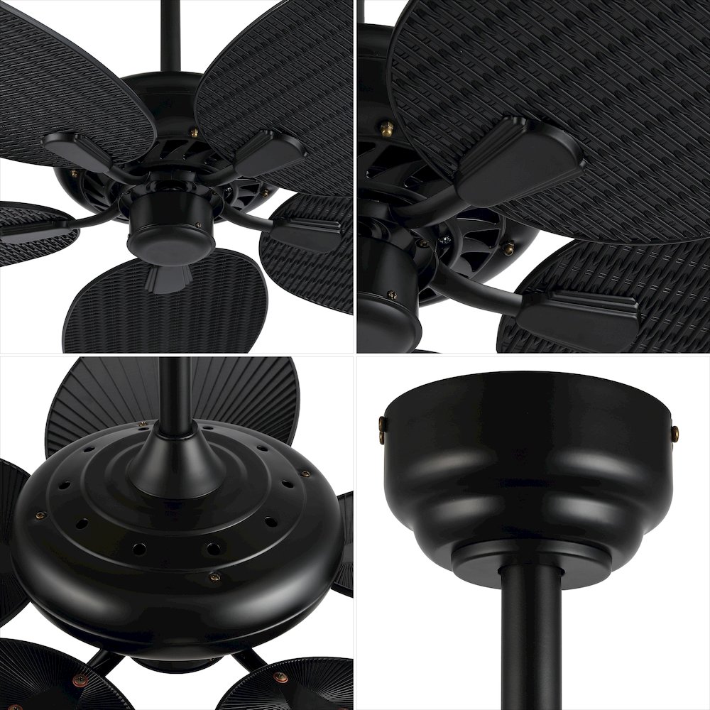 Raffles Bohemian Industrial Iron/Plastic Palm Blade Ceiling Fan. Picture 6