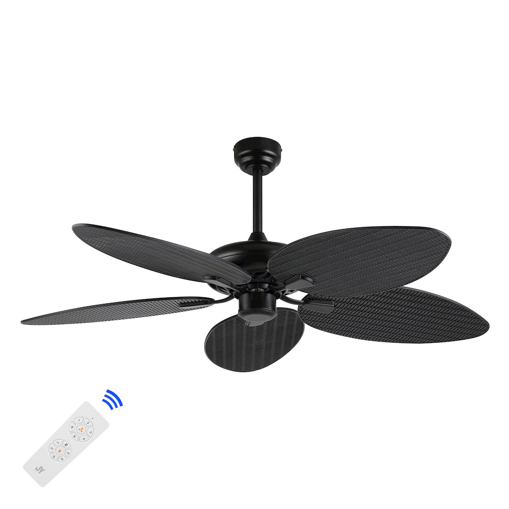 Raffles Bohemian Industrial Iron/Plastic Palm Blade Ceiling Fan. Picture 7