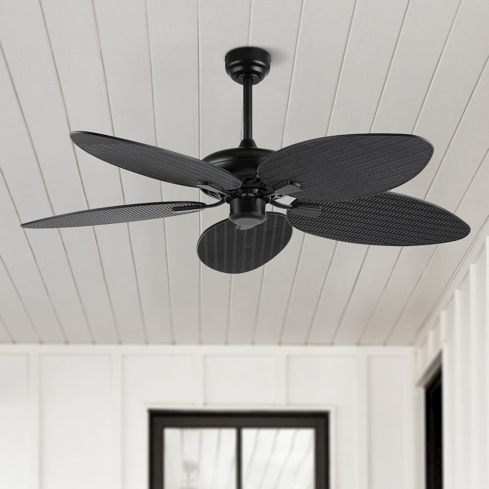 Raffles Bohemian Industrial Iron/Plastic Palm Blade Ceiling Fan. Picture 9