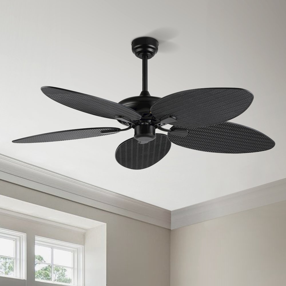 Raffles Bohemian Industrial Iron/Plastic Palm Blade Ceiling Fan. Picture 10