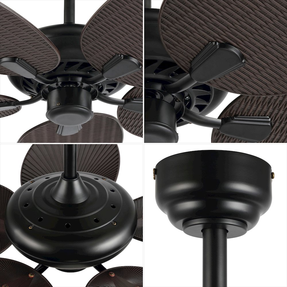 Raffles Bohemian Industrial Iron/Plastic Palm Blade Ceiling Fan. Picture 5