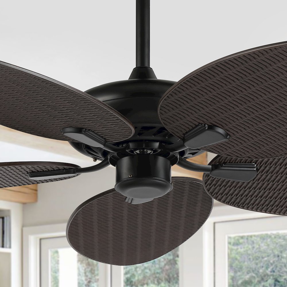 Raffles Bohemian Industrial Iron/Plastic Palm Blade Ceiling Fan. Picture 7