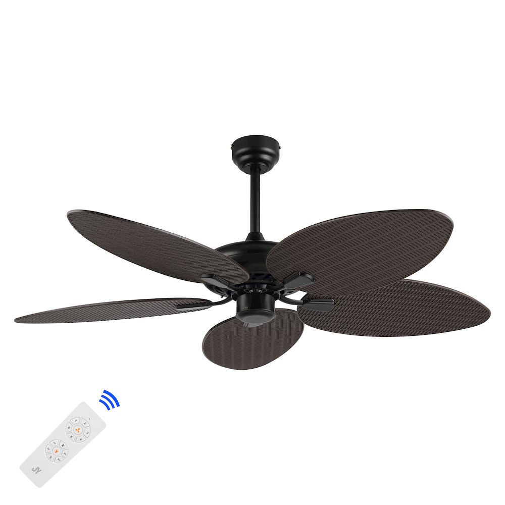 Raffles Bohemian Industrial Iron/Plastic Palm Blade Ceiling Fan. Picture 6