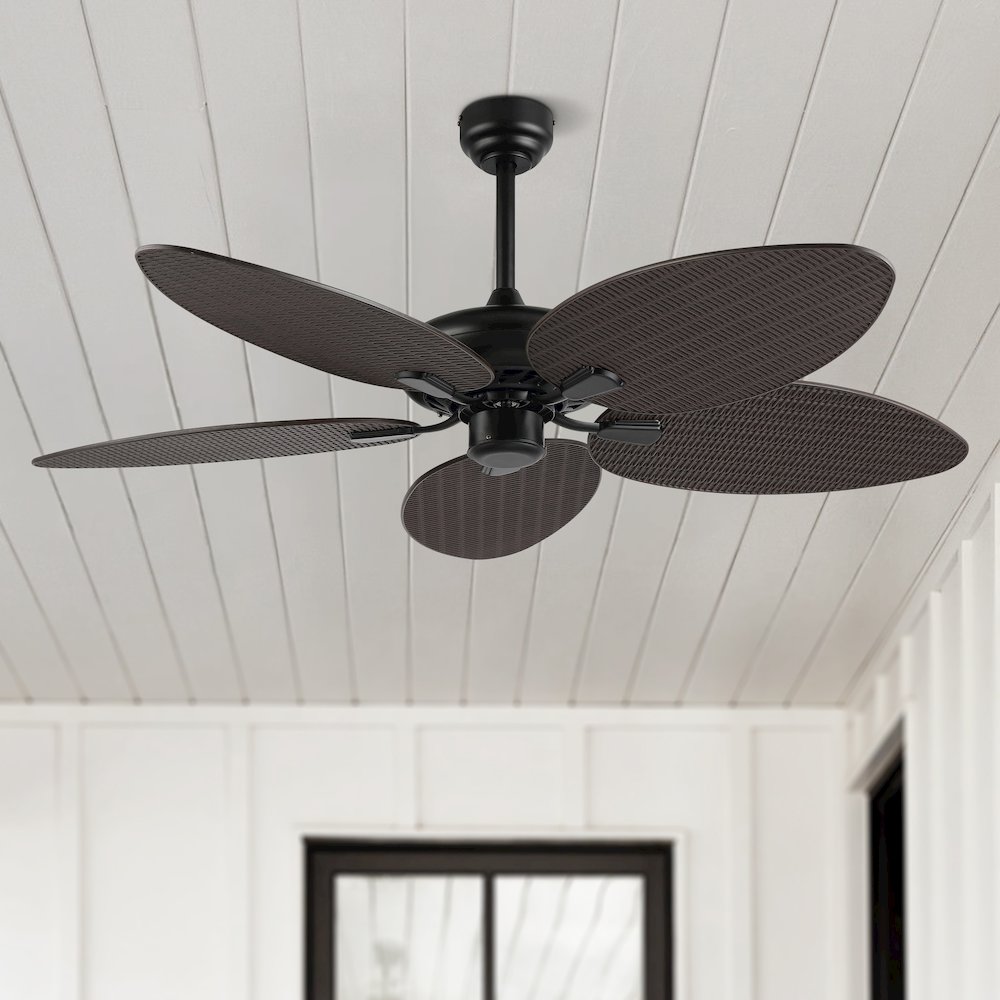 Raffles Bohemian Industrial Iron/Plastic Palm Blade Ceiling Fan. Picture 8