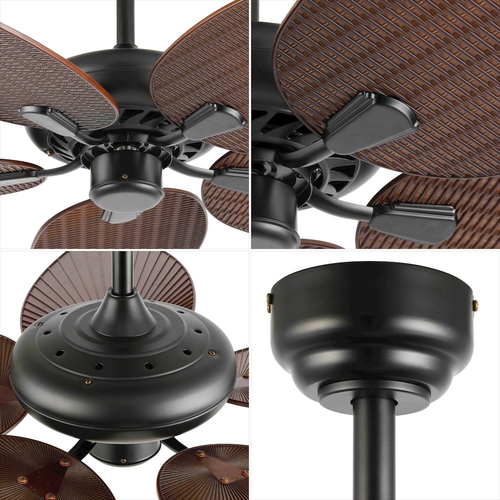Raffles Bohemian Industrial Iron/Plastic Palm Blade Ceiling Fan. Picture 5