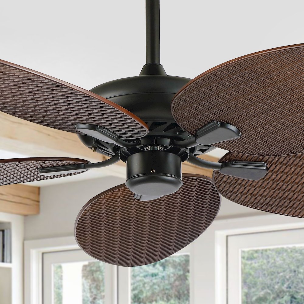 Raffles Bohemian Industrial Iron/Plastic Palm Blade Ceiling Fan. Picture 7