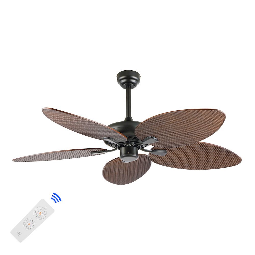 Raffles Bohemian Industrial Iron/Plastic Palm Blade Ceiling Fan. Picture 6