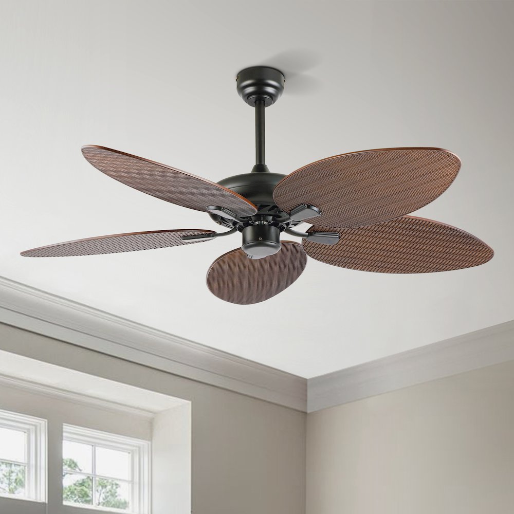 Raffles Bohemian Industrial Iron/Plastic Palm Blade Ceiling Fan. Picture 9