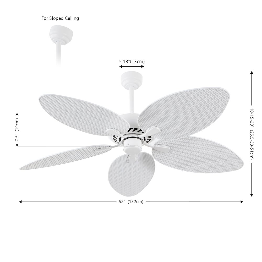 Raffles 52" Metal/Plastic App/Remote 6-Speed Palm Blade Ceiling Fan. Picture 5