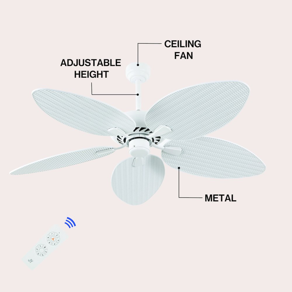 Raffles 52" Metal/Plastic App/Remote 6-Speed Palm Blade Ceiling Fan. Picture 3