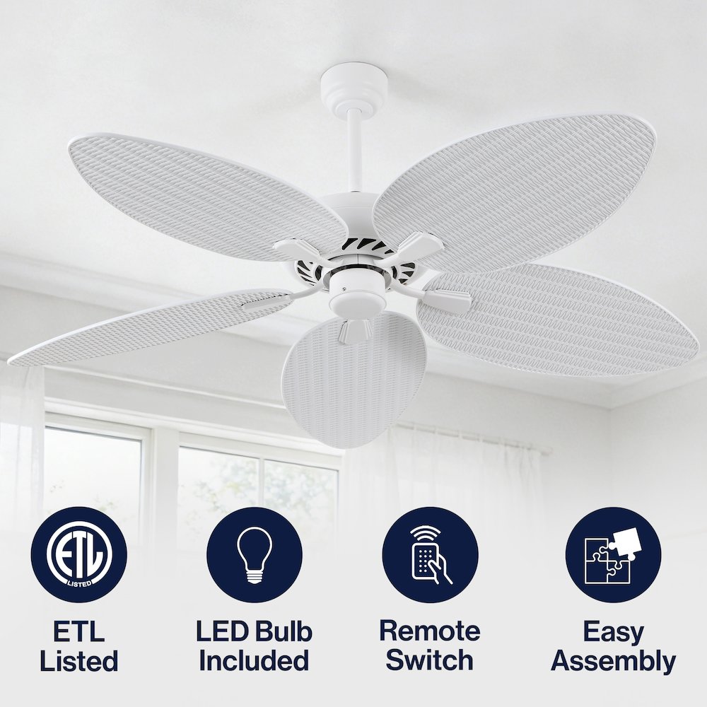 Raffles 52" Metal/Plastic App/Remote 6-Speed Palm Blade Ceiling Fan. Picture 6