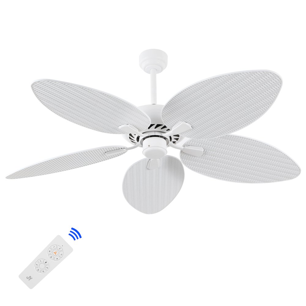 Raffles 52" Metal/Plastic App/Remote 6-Speed Palm Blade Ceiling Fan. Picture 1
